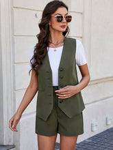 Women's Single-breasted Vest And Shorts Set